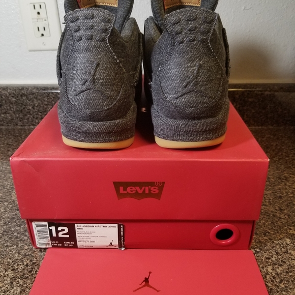 NIKE AIR JORDAN 4 IV RETRO LEVI'S STRAUSS A02571-001 BLACK DENIM SNEAKER SIZE 12 - Picture 7 of 7